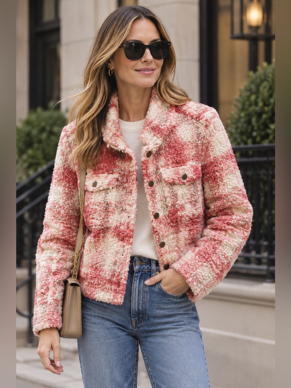 Revolve Plaid trucker jacket